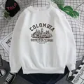 Felpa bianca girocollo con stampa vintage Colombia e stile casual streetwear urbano - S / Bianco (Stampa Marrone)