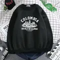Felpa nera oversize a girocollo con stampa architettonica bianca e lettere della Colombia - S / Nero