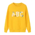 Sweat-shirt jaune ample à manches longues avec imprimé ABC et bords côtelés - S / Jaune
