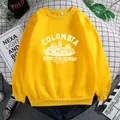 Detail view of yellow crewneck sweatshirt with ribbed cuffs and white urban print - S / Yellow