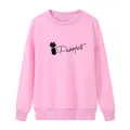 Pink long-sleeve crewneck sweatshirt featuring a black cat print and Purrrfect text - S / Pink