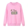 Rosa Sweatshirt mit 'A' You OK'-Aufdruck und Rundhalsausschnitt in flacher Ansicht - S / Rosa