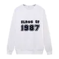 Classic white crewneck sweatshirt with Class of 1987 vintage print in a relaxed fit - S / White