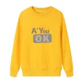 Leuchtend gelbes Oversize-Sweatshirt mit 'A' You OK' Stickerei und Rippbündchen - S / Gelb