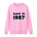 Pink crewneck sweatshirt with Class of 1987 print in a loose American style - S / Pink
