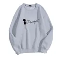 Loose fit light gray long sleeve sweatshirt with Purrrfect cat silhouette print - S / Gray