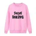 Detail van roze sweatshirt met Solve Boring graffiti print en geribbelde manchetten - S / Roze