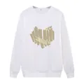 Sweat-shirt blanc ample à col rond pour femme avec imprimé cœur et manches longues - S / Blanc