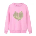 Sweat rose à col rond pour femme avec imprimé graphique en forme de cœur stylisé - S / Rose
