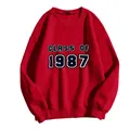 Detail of Class of 1987 print on red crewneck sweatshirt with ribbed cuffs - S / Red