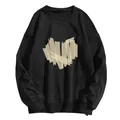 Sweat noir à col rond avec motif cœur crème et finitions des poignets en bord-côte - S / Noir