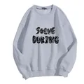 Grey crewneck sweatshirt for women with Solve Boring print in a casual loose fit design - S / Gray