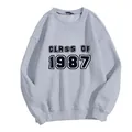 Loose heather grey sweatshirt with Class of 1987 print and ribbed crewneck design - S / Gray