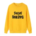 Klassieke felgele sweatshirt met ronde hals en Solve Boring printopdruk voor dames - S / Geel