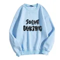 Light blue crewneck sweatshirt with Solve Boring graffiti print and ribbed cuffs - S / Sky Blue