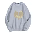 Light grey crewneck sweatshirt with minimalist deconstructed cross design on white background - S / Gray