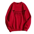 Sweat rouge ample à col rond avec imprimé Romantic Long Island et nœuds - S / Rouge (Police Noire)