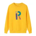 Bright yellow crewneck sweatshirt featuring a graphic 'R' print and ribbed trims - S / Yellow