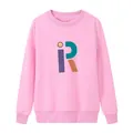 Pink crewneck sweatshirt with central R letter print and ribbed cuffs for women - S / Pink