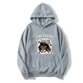 Felpa con cappuccio grigia oversize con stampa cartoon street style e tasca a marsupio - S / Grigio