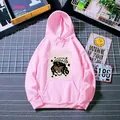 Détail du sweat à capuche rose avec imprimé de personnage de dessin animé et poche frontale - S / Bleu marine