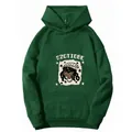 Détail d'un sweat à capuche vert foncé avec imprimé fille cartoon et lettrage SZGTIDEE - S / Vert Foncé