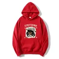 Felpa rossa con cappuccio oversize con stampa grafica e tasca a marsupio - S / Rosso