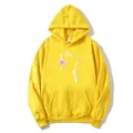 Bright yellow oversized hooded sweatshirt featuring a minimalist white cat and cherry blossom print - S / Yellow