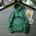 Deep green Los Angeles print hoodie for women with drawstring hood and kangaroo pocket - Dark Green