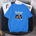 Blue short-sleeved crewneck T-shirt featuring pop art print in a casual style - S / Royal Blue