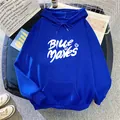 Flachbild eines königsblauen Hoodies mit weißem Blue Waves Schriftzug und Kängurutasche - S / Königsblau