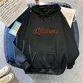Black oversized gothic hoodie with orange letter print and classic kangaroo pocket design - S / Black