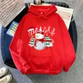 Detail eines roten Weihnachts-Hoodies mit Schneemann-Print und Kängurutasche Kapuze - S / Rot