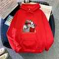 Close-up of red hoodie featuring artistic marble statue print and graffiti text detail - S / Red
