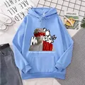 Felpa azzurra oversize con cappuccio, stampa artistica di sculture e grafica streetwear - S / Celeste