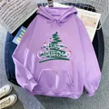 Lavender purple oversized hoodie featuring a Merry Christmas tree and kangaroo pocket - S / Light Purple