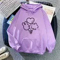 Lavender oversized fleece hoodie featuring minimalist balloon graphic and front pocket - S / Light Purple