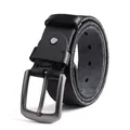 Ceinture classique en cuir noir pour homme avec boucle à ardillon en métal gris foncé - 105 / Noir