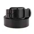 Classic black leather belt for men with matte metal pin buckle and lychee texture - Black / 105cm