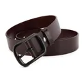 Classic dark brown leather belt for men featuring a matte black alloy pin buckle - Brown / 105cm