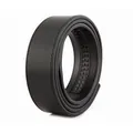Men's business black leather belt strap with automatic buckle grooves and stitching - 105 / Black