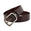 Classic men's genuine leather belt in dark brown with a brushed metal pin buckle - 105 / Coffee