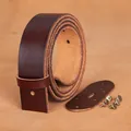 Dark brown cowhide leather belt kit with vintage metal rivets for DIY repair - 105 / Coffee