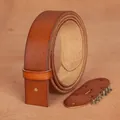 Brown vintage top grain leather belt strap with bronze screws and connector piece - 105 / Khaki