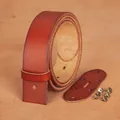 DIY men's genuine cowhide leather belt strap in reddish brown with bronze screws - 105 / Red Brown