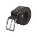 Cintura classica da uomo in pelle nera con fibbia ad ardiglione in argento spazzolato - 105cm / Nero