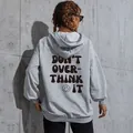 Felpa grigia oversize con stampa 'DON'T OVER-THINK IT' e polsini a costine - XS / Grigio chiaro