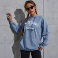 Blue oversized hoodie with California 1987 print and kangaroo pocket for women - XS / Light Blue
