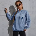 Blue oversized hoodie with butterfly and DRIP print, outdoor street style fashion view - XS / Light Blue