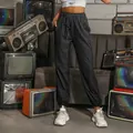 Damen Jogginghose in Dunkelgrau mit hoher Taille, Kordelzug und praktischen Seitentaschen - M / Dunkelgrau